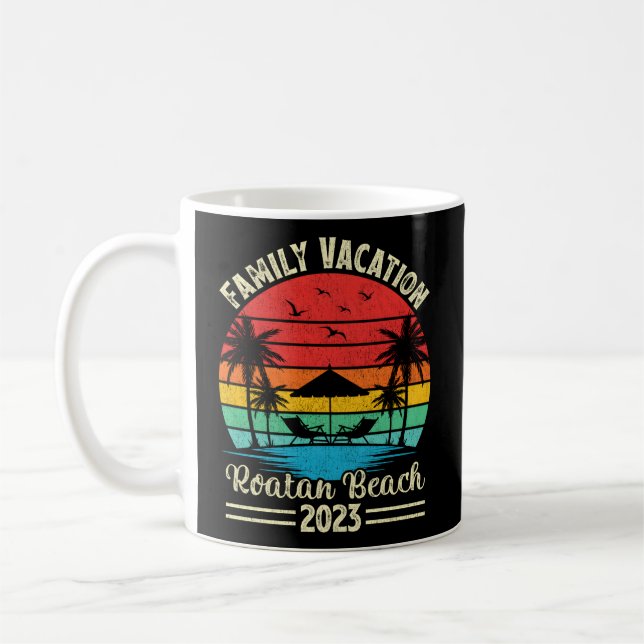Family Vacation 2023 Honduras Roatan Beach Coffee Mug (Left)