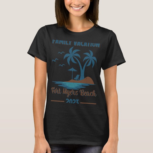 Family Vacation 2023 Palm Tree Florida Fort Myers  T-Shirt (Front)