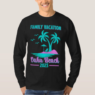 Family Vacation 2023 Palm Tree Hawaii Oahu Beach T-Shirt