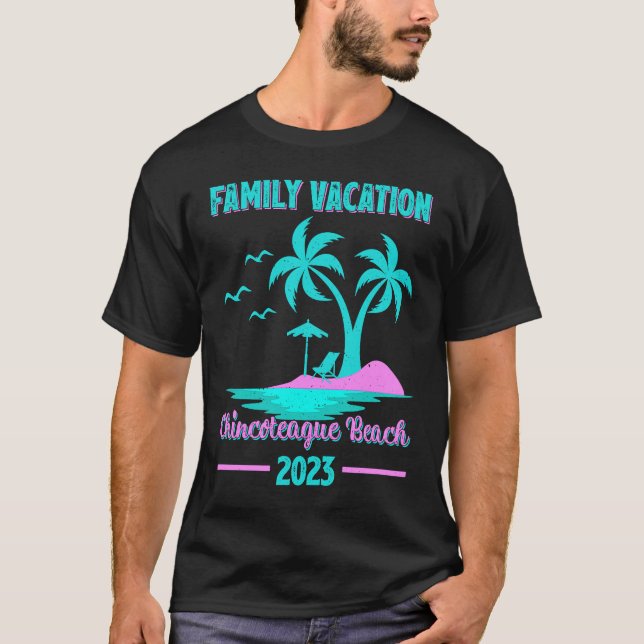 Family Vacation 2023 Palm Tree Virginia Chincoteag T-Shirt (Front)