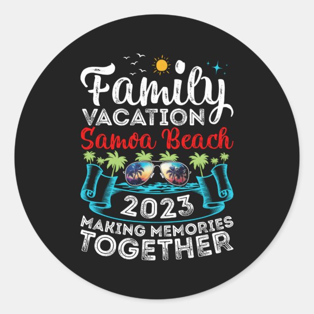Family Vacation 2023 Polynesian Samoa Beach Classic Round Sticker (Front)