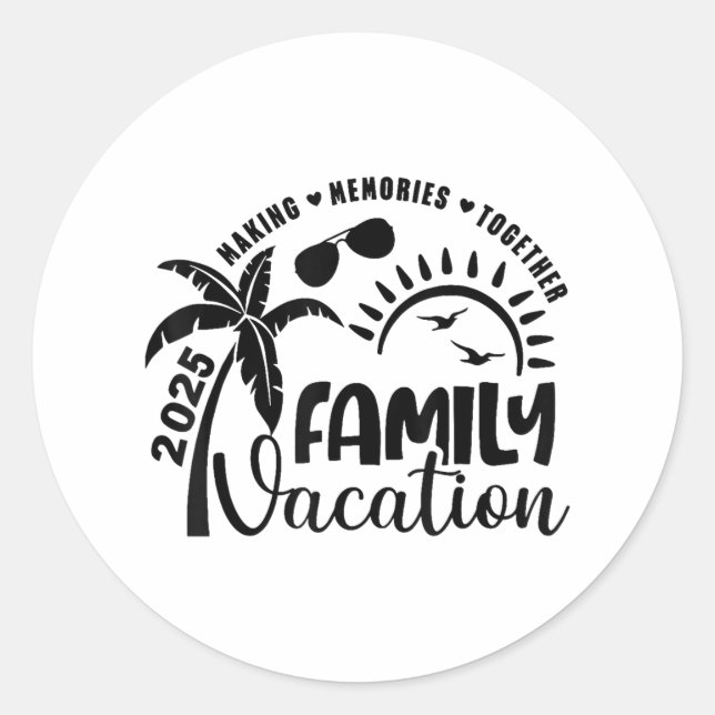 Family Vacation 2025 Beach Matching Family Summer  Classic Round Sticker (Front)