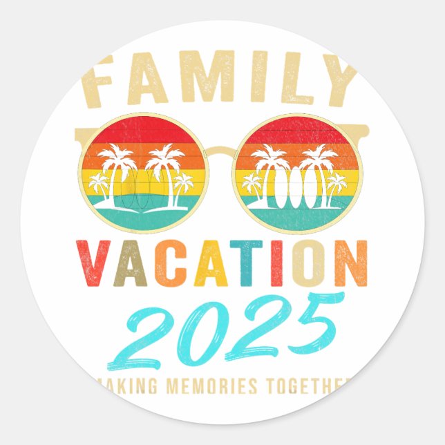 Family Vacation 2025 Beach Matching Summer Vacatio Classic Round Sticker (Front)