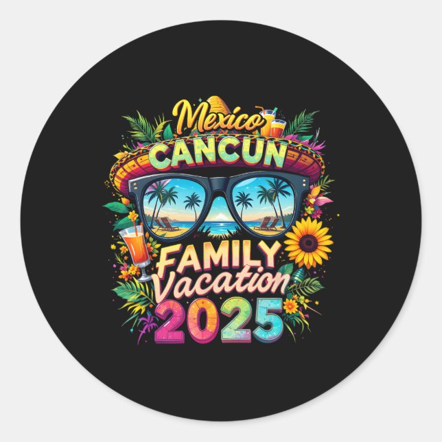Family Vacation 2025 Cancun Mexico Matching Family Classic Round Sticker (Front)