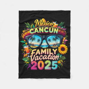 Family Vacation 2025 Cancun Mexico Matching Family Fleece Blanket