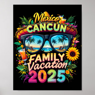 Family Vacation 2025 Cancun Mexico Matching Family Poster