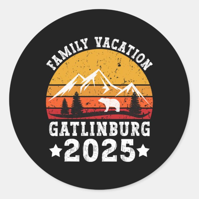 Family Vacation 2025 Gatlinburg Tennessee Smoky Mo Classic Round Sticker (Front)
