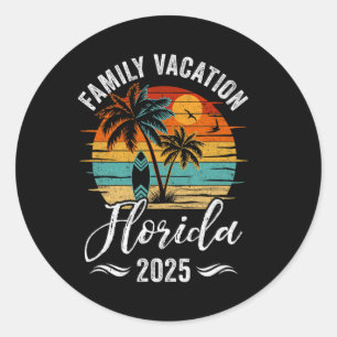 Family Vacation 2025 Vintage Florida Summer Matchi Classic Round Sticker