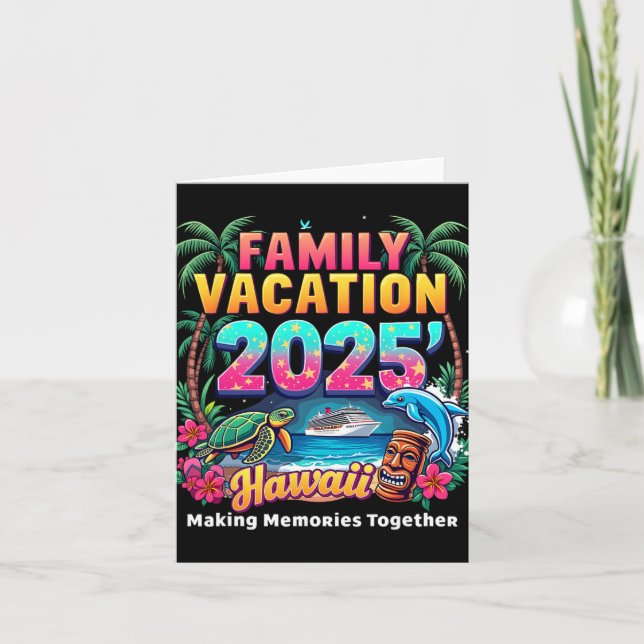 Family Vacation 2025 Vintage Hawaii Summer Matchin Card (Front)