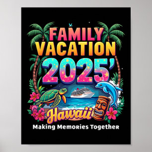 Family Vacation 2025 Vintage Hawaii Summer Matchin Poster