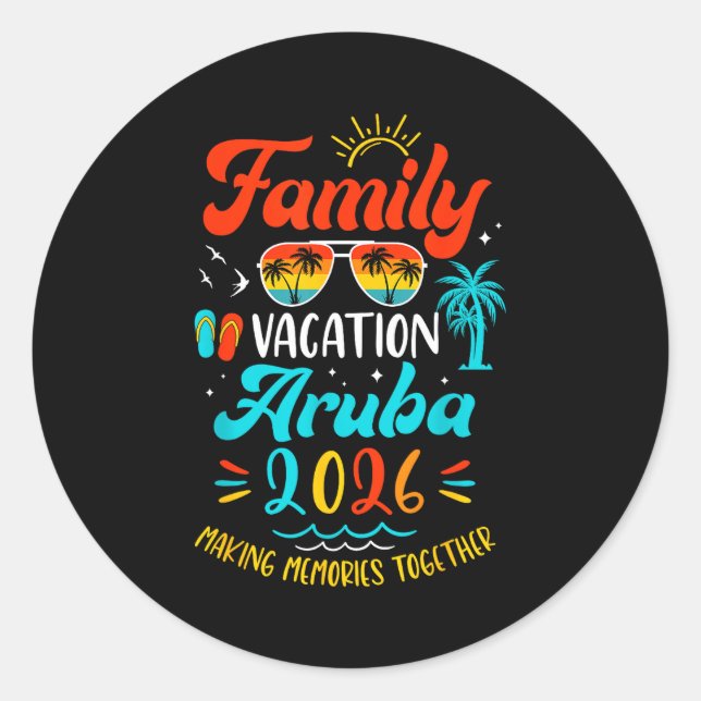 Family Vacation 2026 Aruba Matching Summer Vacatio Classic Round Sticker (Front)