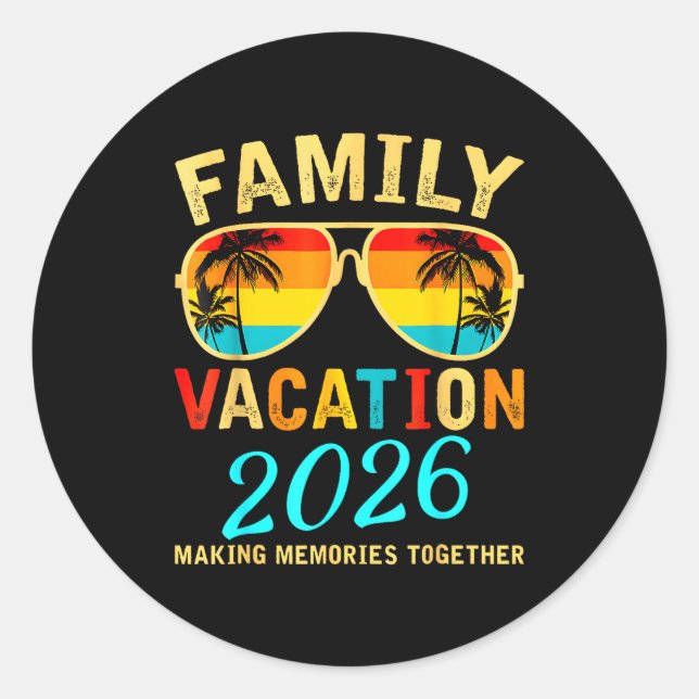 Family Vacation 2026 Beach Matching Summer Vacatio Classic Round Sticker (Front)
