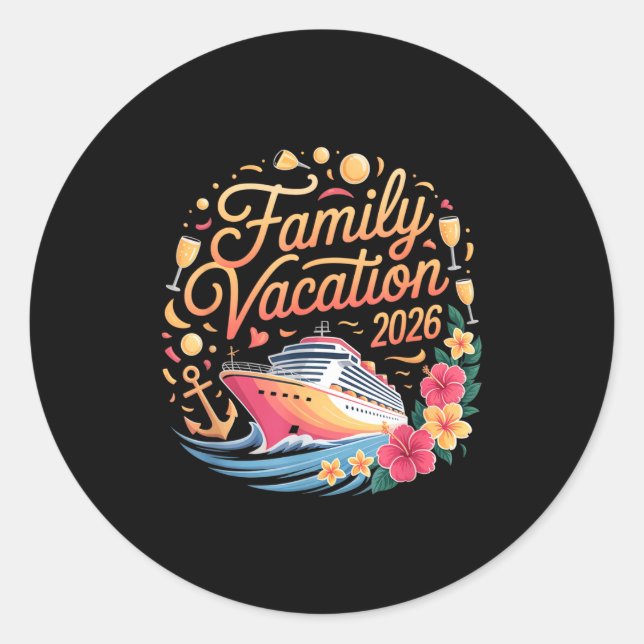Family Vacation 2026 Cruise Adventure Crew  Classic Round Sticker (Front)