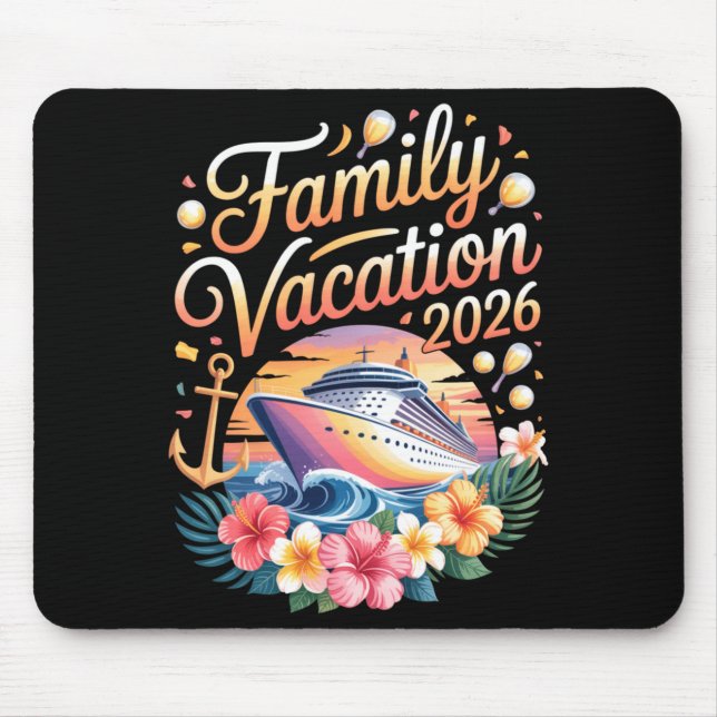 Family Vacation 2026 Cruise Adventure Crew Long Sl Mouse Mat (Front)