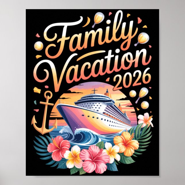 Family Vacation 2026 Cruise Adventure Crew Long Sl Poster (Front)