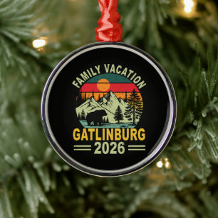 Family Vacation 2026 Gatlinburg Tennessee Metal Tree Decoration