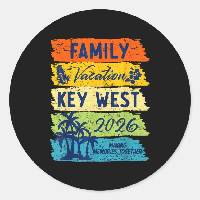 Family Vacation 2026 Key West Matching Summer Vaca Classic Round Sticker (Front)