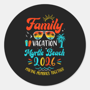 Family Vacation 2026 Myrtle Beach Matching Summer Classic Round Sticker