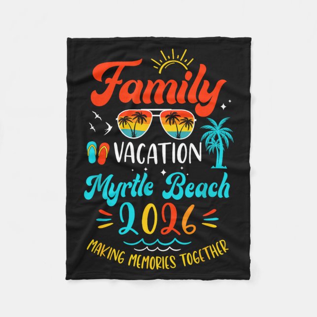 Family Vacation 2026 Myrtle Beach Matching Summer  Fleece Blanket (Front)