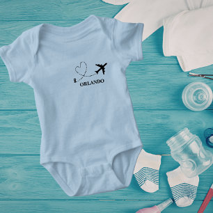 Family Vacation Aeroplane & Custom Travel Location Baby Bodysuit