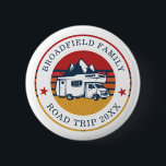 Family Vacation Annual Rod Trip Keepsake Custom 6 Cm Round Badge<br><div class="desc">Going on a family road trip? Customise these RV retro road trip keepsake for the whole family by adding your family name or custom text, and year of the adventure. I hope it’s not just about the cool design that caught your eye but the fact you’ll never find it in...</div>