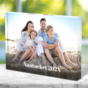 Family Vacation Bold Typography Custom Keepsake Photo Block