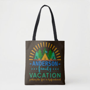 Family Vacation Camping Trip Funny   Custom Name Tote Bag