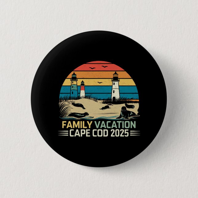 Family Vacation Cape Cod 2025 Coastal Vacation Lig 6 Cm Round Badge (Front)