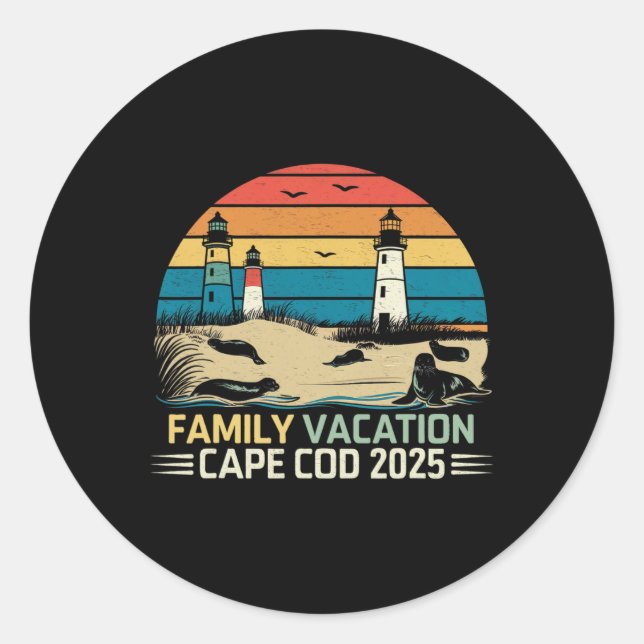 Family Vacation Cape Cod 2025 Coastal Vacation Lig Classic Round Sticker (Front)