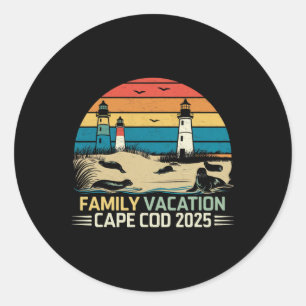 Family Vacation Cape Cod 2025 Coastal Vacation Lig Classic Round Sticker