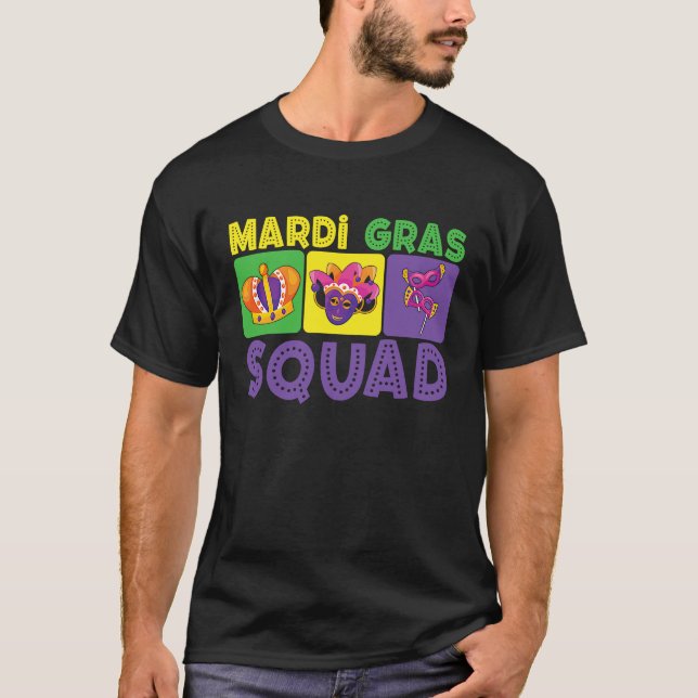 Family Vacation Couple Cute Mardi Gras Squad T-Shirt (Front)