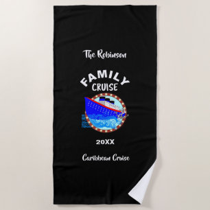 Family Vacation Cruise Graphic Personalised Beach Towel