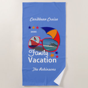 Family Vacation  Cruise Graphic Personalised Beach Towel