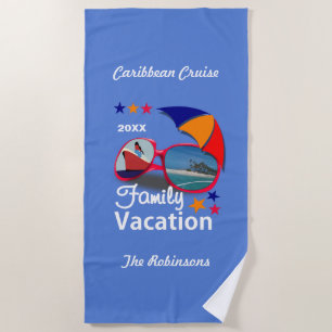 Family Vacation  Cruise Graphic Personalised Beach Towel