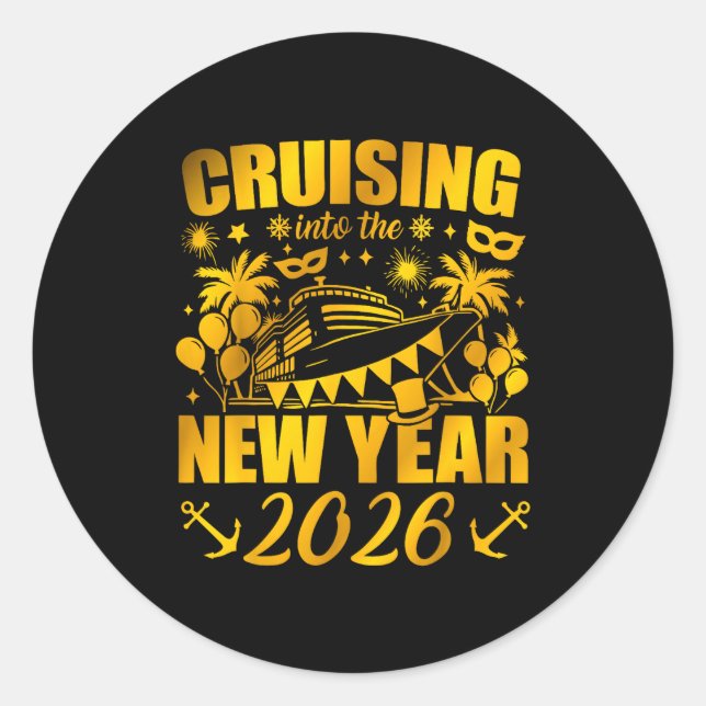 Family Vacation Cruise Ship 2026 New Year Party Cr Classic Round Sticker (Front)