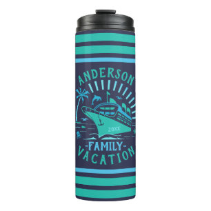 Family Vacation Cruise Ship Trip Custom Name Beach Thermal Tumbler
