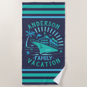 Family Vacation Cruise Ship Trip Personalised Beach Towel
