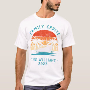Family Vacation Cruise Ship Trip Retro Sunset T-Shirt