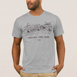 Family Vacation Doodle drawing beach camping T-Shirt