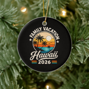 Family Vacation Hawaii 2026 Ceramic Tree Decoration