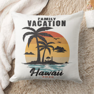Family Vacation Hawaii 2026 Tropical Cushion