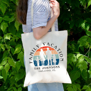 Family Vacation Holding Hands Retro Sun Tote Bag