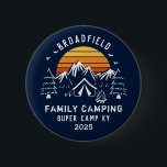 Family Vacation Matching Camping Custom 6 Cm Round Badge<br><div class="desc">Good mood? Just add campfire,  s'mores,  and the rest of the family with a matching outfit. Cute camping theme design you can customise for your next family adventure with a place holder for the site and year. 

Perfect for family photos while you're out there exploring the jungle or campsite</div>