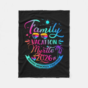 Family Vacation Myrtle 2026 Palm Tree Gift Fleece Blanket