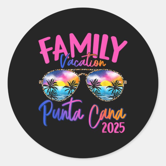 Family Vacation Punta Cana 2025 Matching Holiday S Classic Round Sticker (Front)