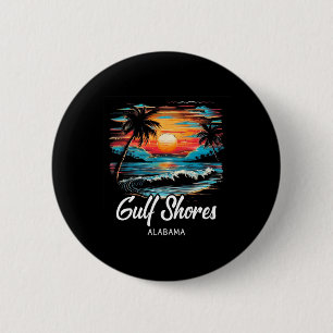 Family Vacation Retro Sunset Alabama Gulf Shores 6 Cm Round Badge