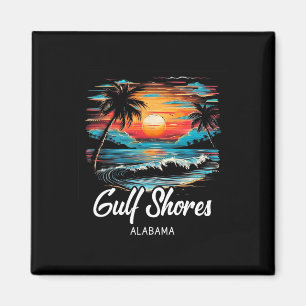 Family Vacation Retro Sunset Alabama Gulf Shores Magnet