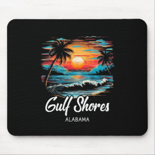 Family Vacation Retro Sunset Alabama Gulf Shores Mouse Mat