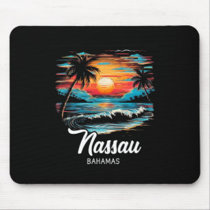 Family Vacation Retro Sunset Bahamas Nau Mouse Mat