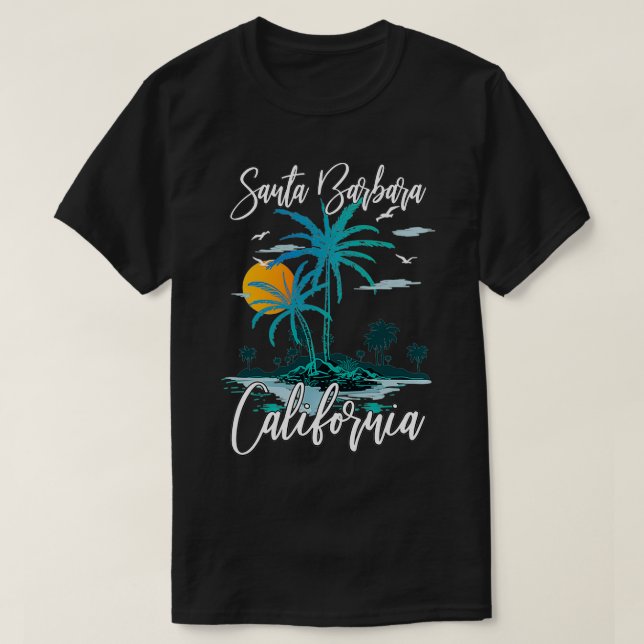 Family Vacation Retro Sunset California Santa Barb T-Shirt (Design Front)
